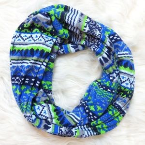 Blue, Neon Green, White, Grey Thermal Knit Infinity Scarf